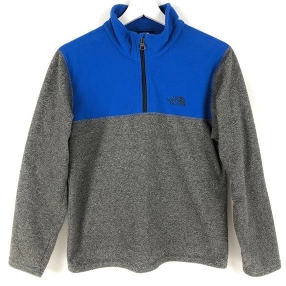 The North Face Boys Blue Gray Fleece Zip Up Jacket - Picture 1 of 5